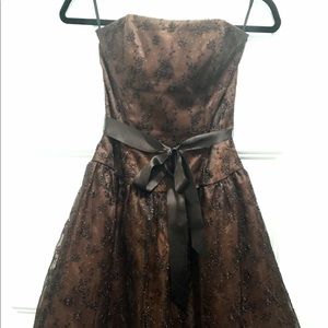 Jessica McClintock Strapless Brown Dress, Size 4